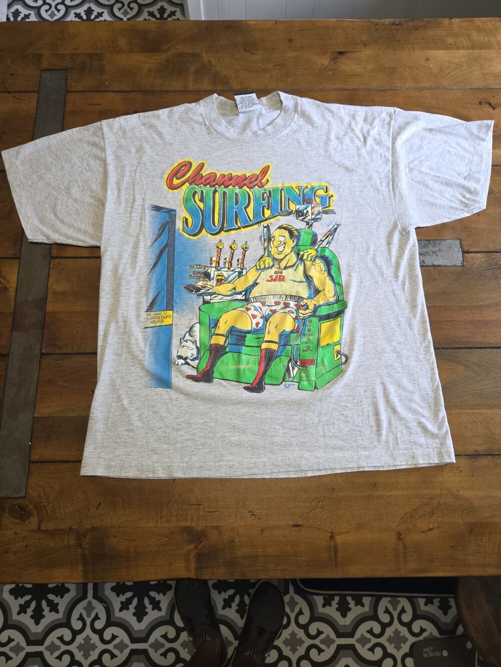 Vintage 1992 Channel Surfing T Shirt XL Single Stitch Black Tag Signal Sports